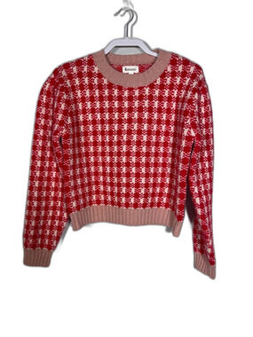 &MERCI WOMENS RED HOUNDSTOOTH SWEATER LARGE
